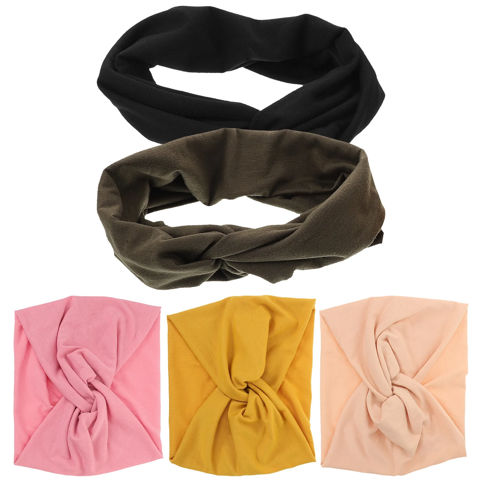 

5pcs Yoga Headband Women Elastic Hair Band Sweatbands Cloth Sport Headbands For Fitness Running Stretchy Knotted Head Wrap