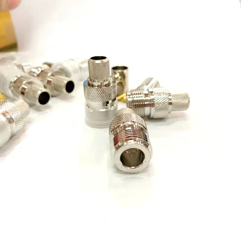 1Pcs LMR400 Cable L16 N Type Female Jack Connector N Female Crimp for RG8 LMR-400 RF Adapter Coaxial Brass Nickel Plated Copper