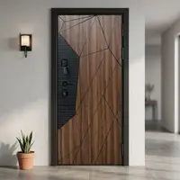 Made in China Fashionable Aluminum Alloy Entrance Door 3D Wavy Carved High End Security Doors Intelligent Finished Hinged Doors