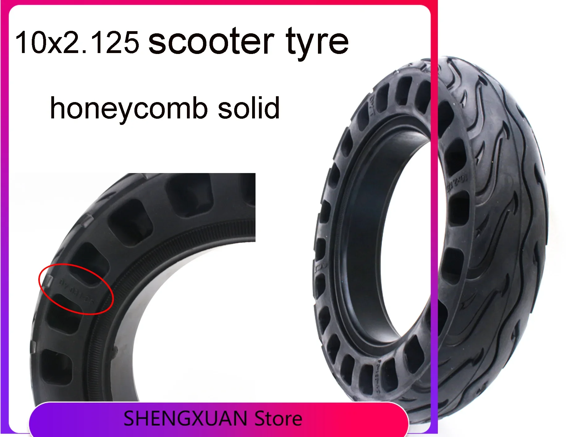 10x2125-高品質ソリッドゴムタイヤチューブレスハニカムと電動スクーター用後輪