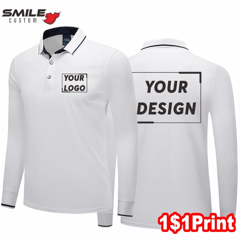 Winter Casual Men And Women Long Sleeve Polo Custom Print Logo Quality Lapel Shirt Embroidery Company Design Business Top Brand