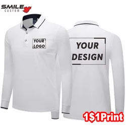 Polo informal de manga larga para hombre y mujer, camisa con solapa, logotipo personalizado, bordado, diseño de empresa, marca superior de negocios, Invierno