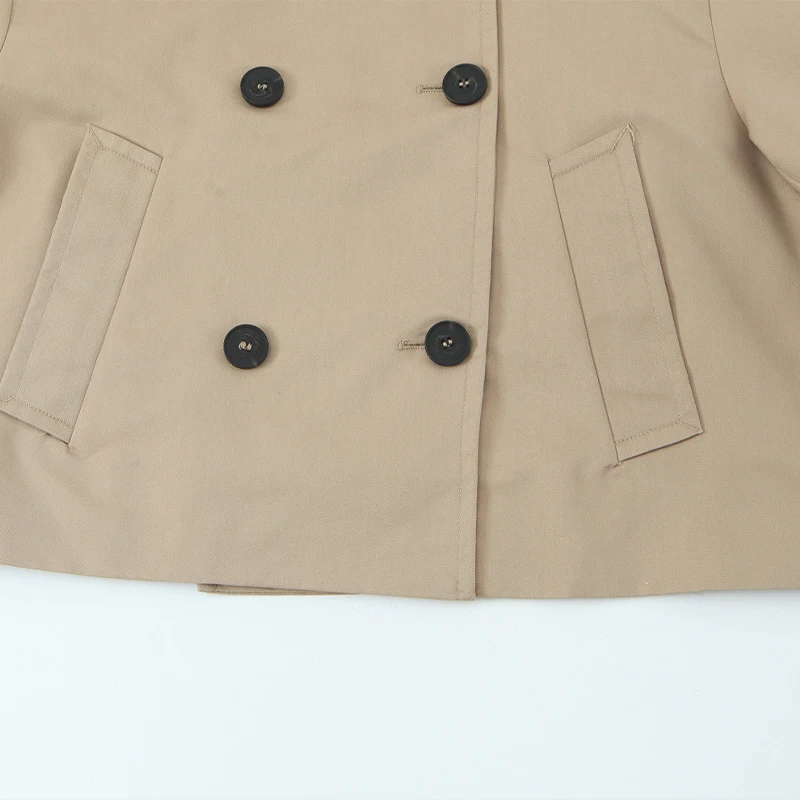 Willshela femmes mode kaki Double boutonnage court Trench veste Vintage col cranté à manches longues femme Chic dame manteau tenues