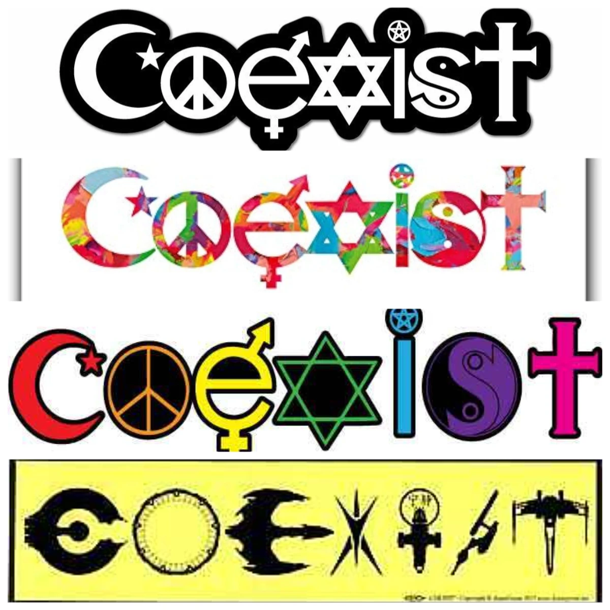 Coexist Car Sticker Decal Awareness Hippie Harmony Peace Love Respect Laptop