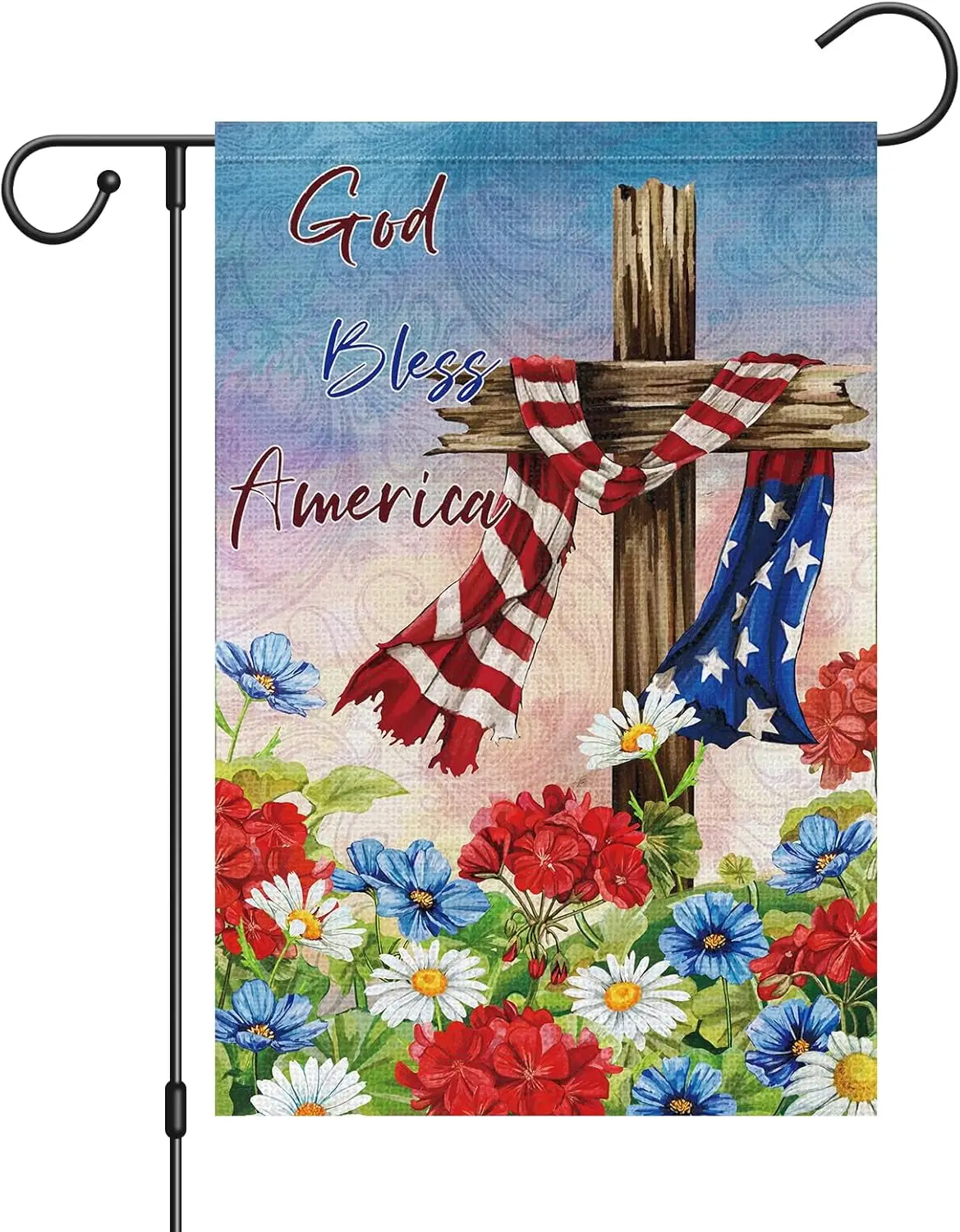 Двусторонний Садовый флаг 12x18 дюймов от Louise Maelys, Добро пожаловать 4 июля, патриотический Крест из маленькой мешковины для сада, двора, дома, флаги для индекса