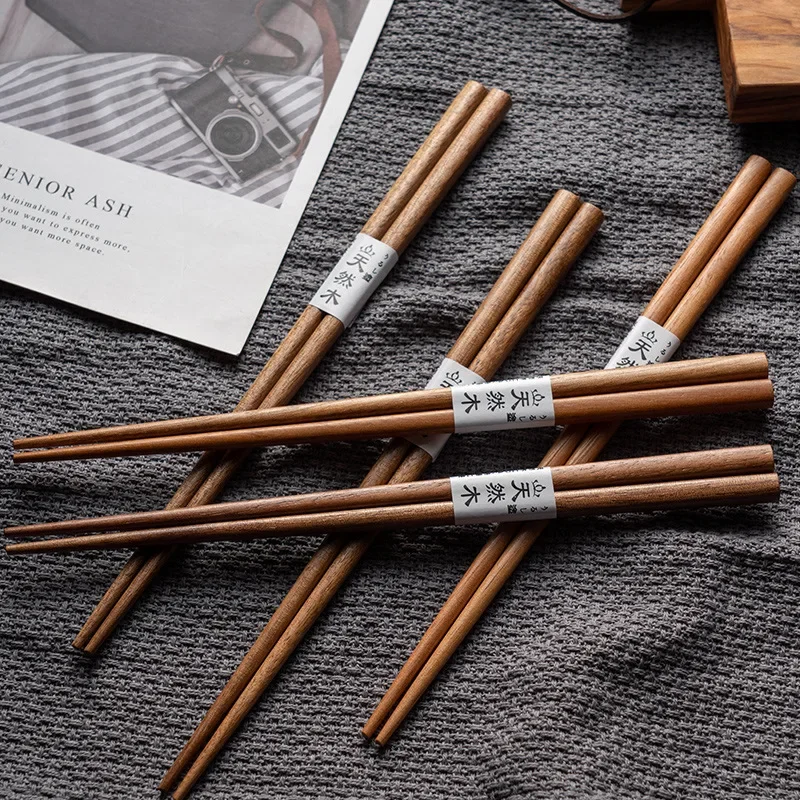 5 Pairs of Chopsticks Set Japan Walnut Japanese-style Household Wooden Chopsticks Solid Wood Tableware Non-slip Creative
