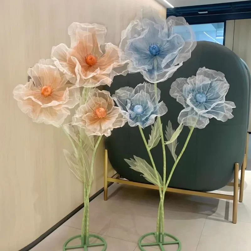 190cm Artificial Flowers Wedding Decor Props Road Lead Flower Silk Yarn Flower Poppy Window Display Garden Decoration Home Decor