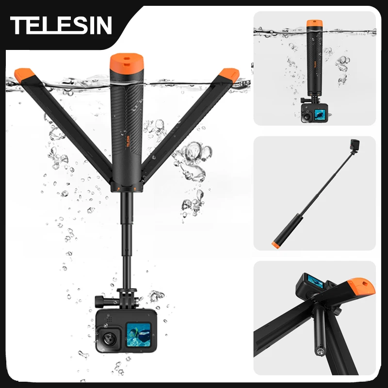 TELESIN podwodny drążek wypornościowy nurkowanie wysuwany statyw do selfie dla Gopro Insta360 DJI OSMO akcesoria do kamer akcji