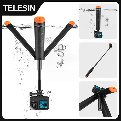 TELESIN-barra de flotabilidad subacuática para buceo, palo de Selfie extensible, trípode para Gopro Insta360 DJI OSMO, accesorios de Cámara de Acción