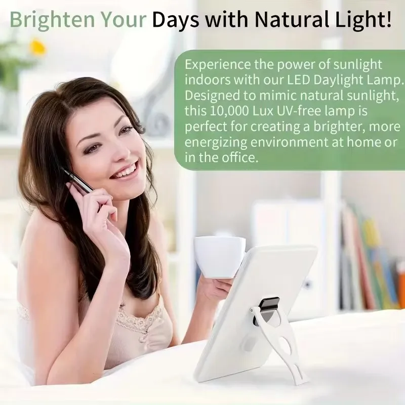 10000LUX Daylight Simulation Lamp with Flicker Feature SAD Light Therapy Lamp 3 Color Temperatures 6 Timers for Mood Improvement