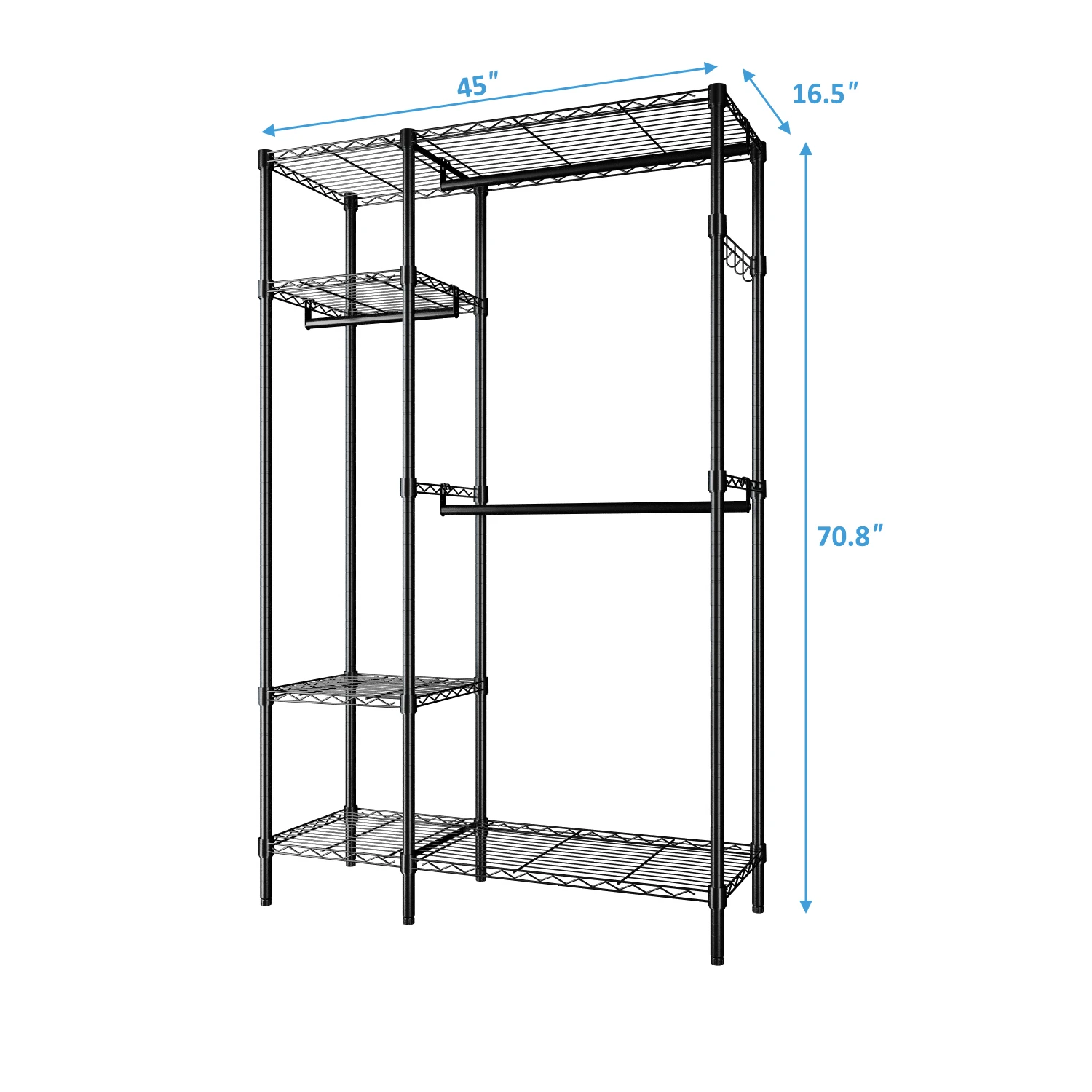 Closet Organizer Metal Garment Rack Portable Clothes Hanger Home Shelf