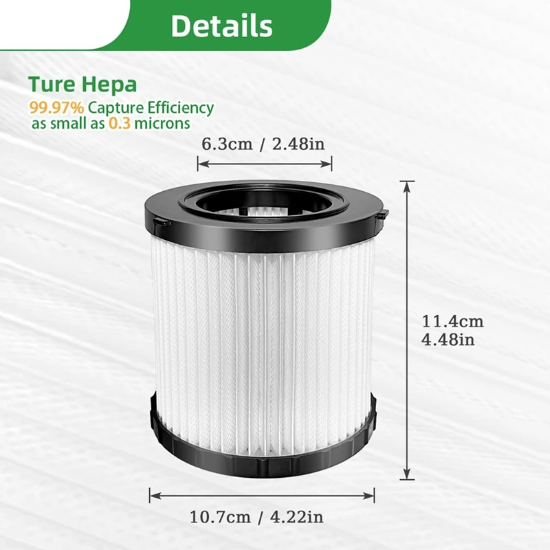 ABKR-2 Pack DCV5801H ตัวกรอง HEPA ใช้งานร่วมกับศัตรู DEWALT DCV580H, DCV581H 20V MAX สูญญากาศเปียก/แห้ง