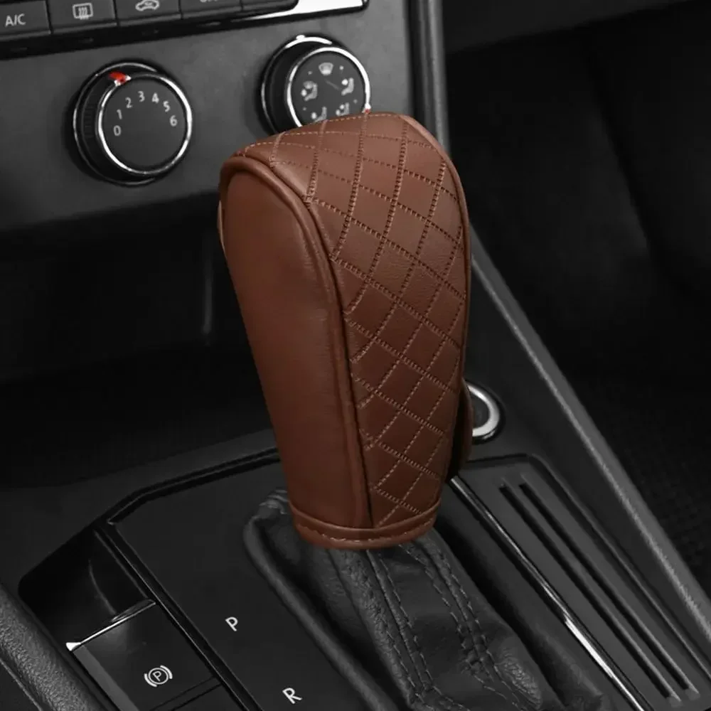 High Quality Car Shift Handle Cover PU Leather Non-slip Wear-resistant Universal Car Automatic Gear Sheath Car Decoration