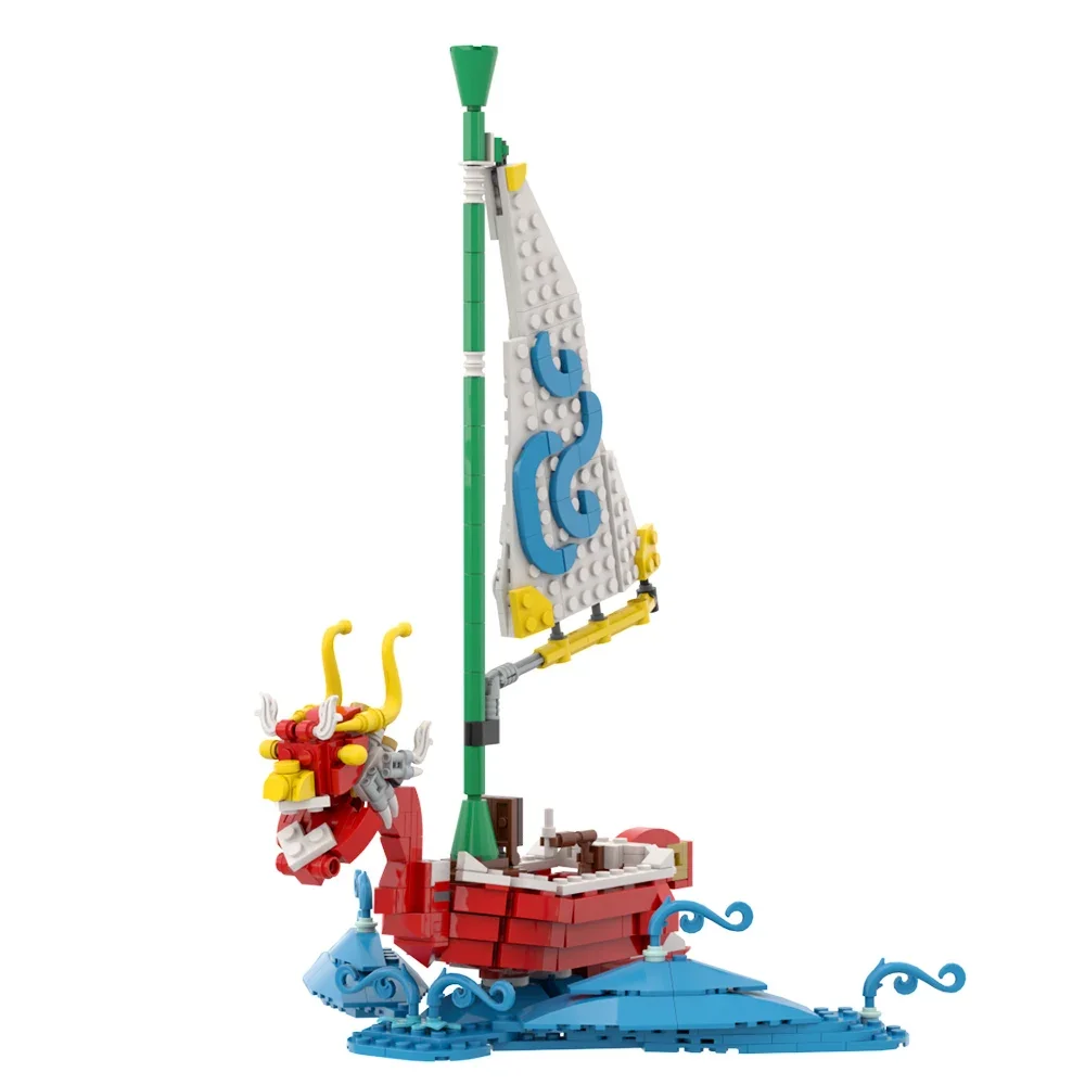 MOC Game The Wind Wakered Boat Adventure Ship on The Great Sea Building Blocks Set Longship Dragon Boat Model Bricks giocattoli per bambini