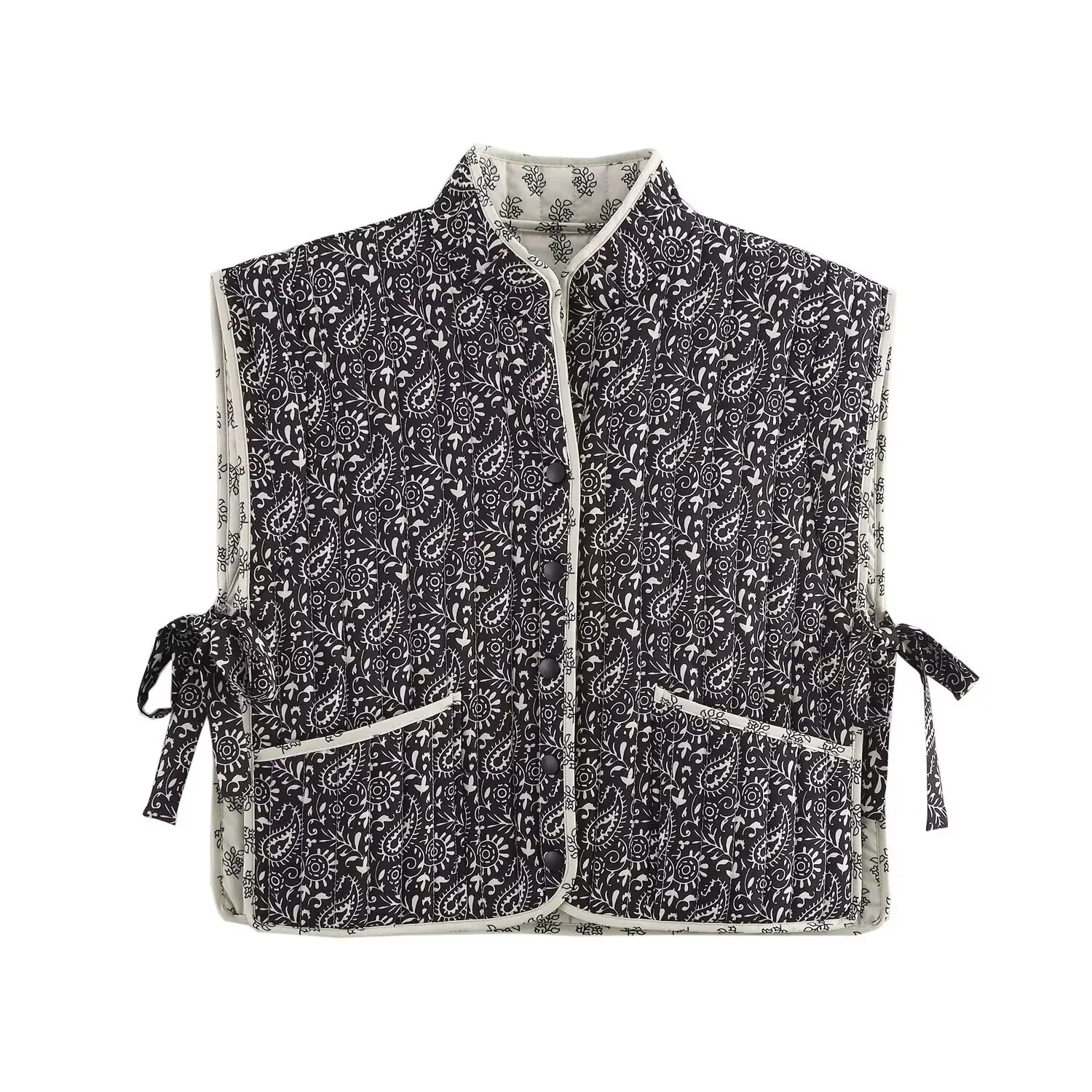 

2025 New Women's Clothing European and American Style Fashionable Versatile Design Printed Reversible Cotton Vest