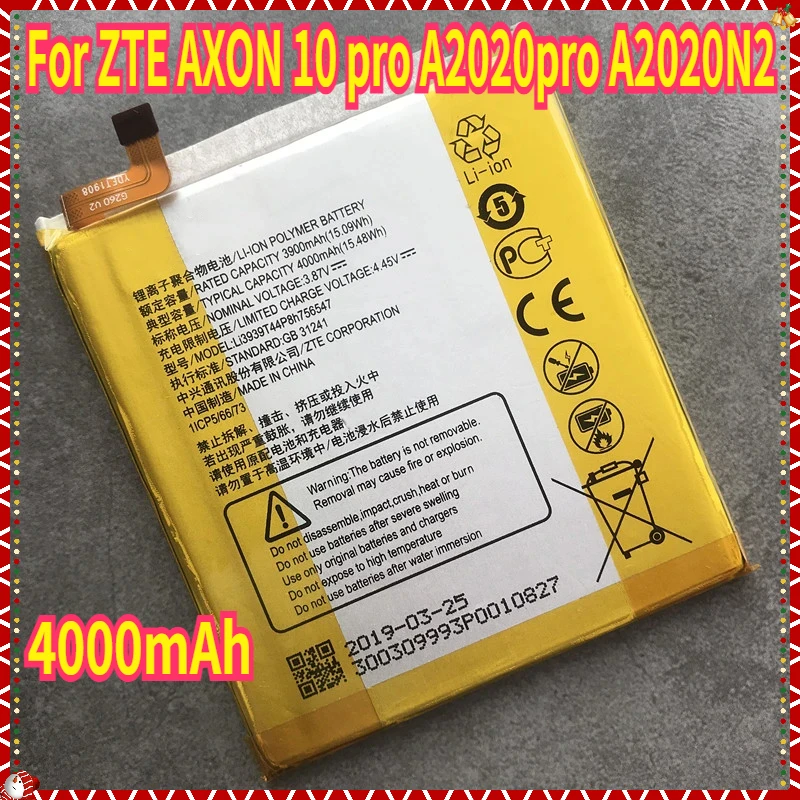 Li3939T44P8h756547 4000mAh Battery for ZTE A2019 Pro A2020 A2020N2 Axon 10 Pro 5G Axon 11 SE 9000N V2020 5G + Free Tools