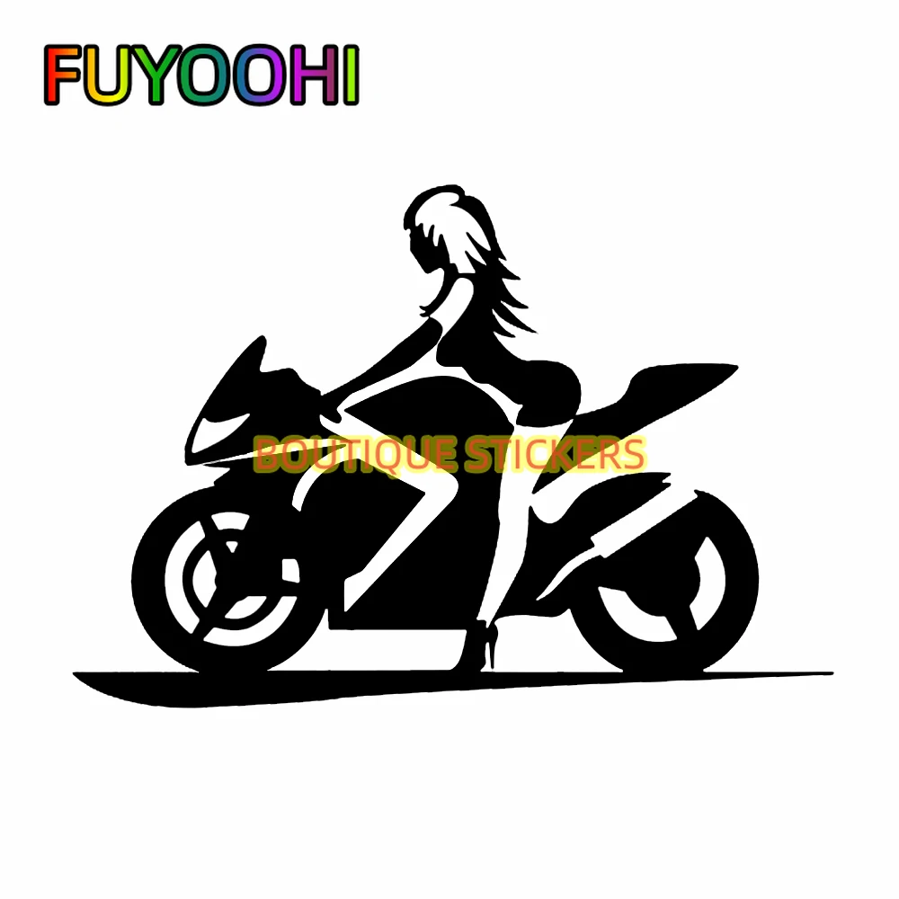 FUYOOHI Boutique Stickers Fashion Girl and locomotive Vinyl Car Sticker Motorcycle Accessories Decals Black/White/Laser