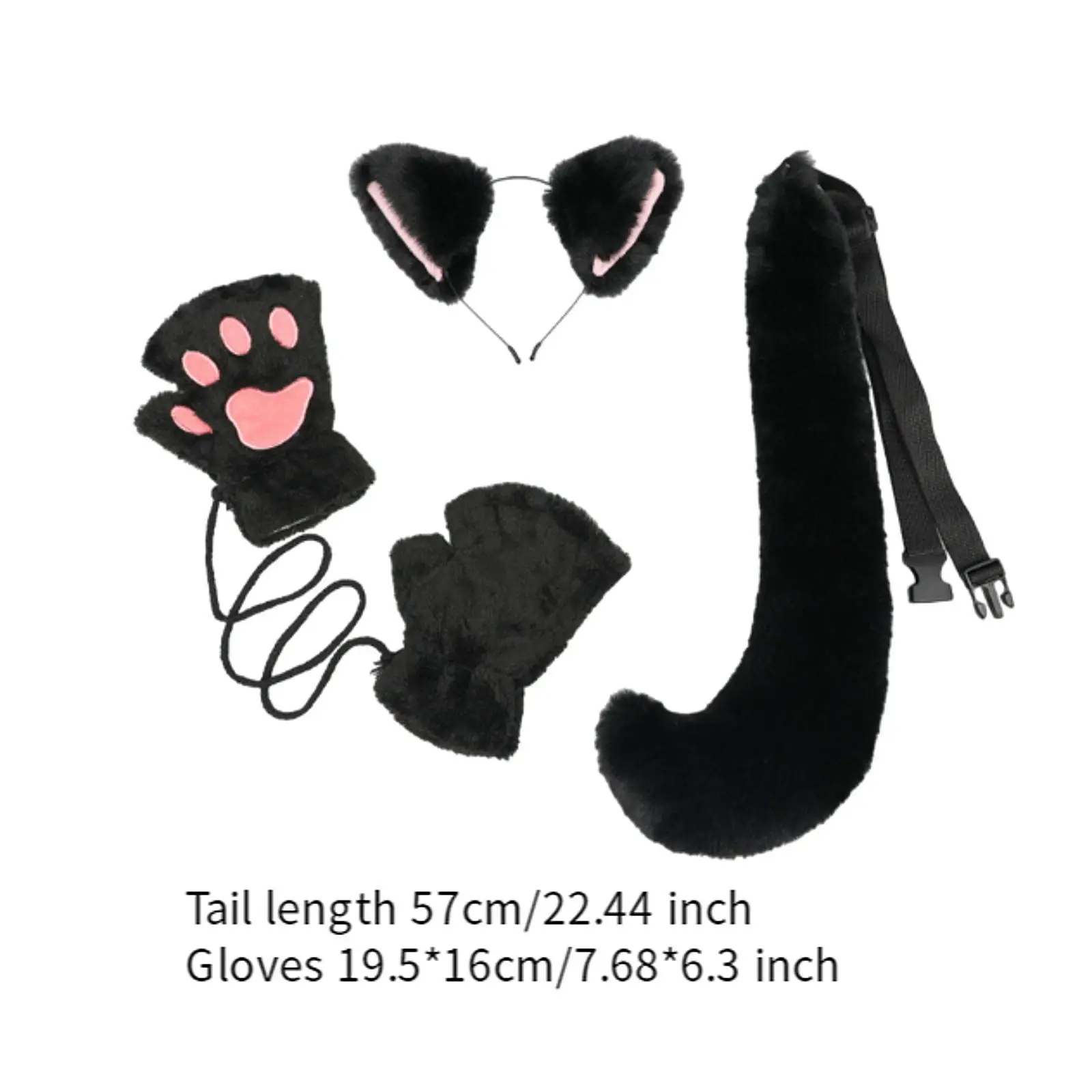 Cat Ears and Tail Decorative Halloween Costume Accessories for Stage Performance