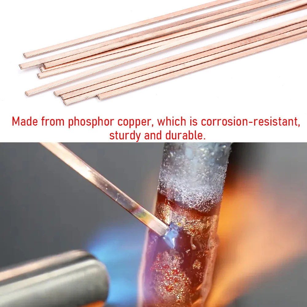 10pcs 1mmx400mm Phosphor Copper Welding Rods  High Purity HVAC Solder Wire for AC Pipe Refrigerator Repair Crack Resistance DIY