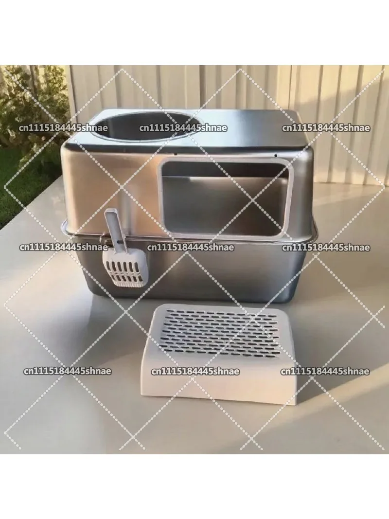 Extra Large Fully Enclosed Stainless Steel Cat Litter Box Is Leak-proof and Deodorizing