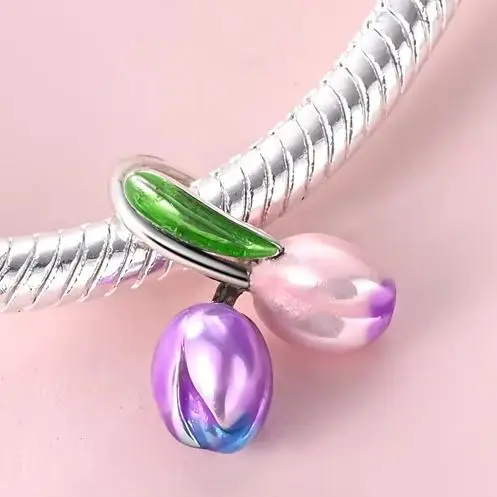 

Tulip Original 925 Silver Charm Bead For Woman Fit Bracelet DIY Fashion Jewelry