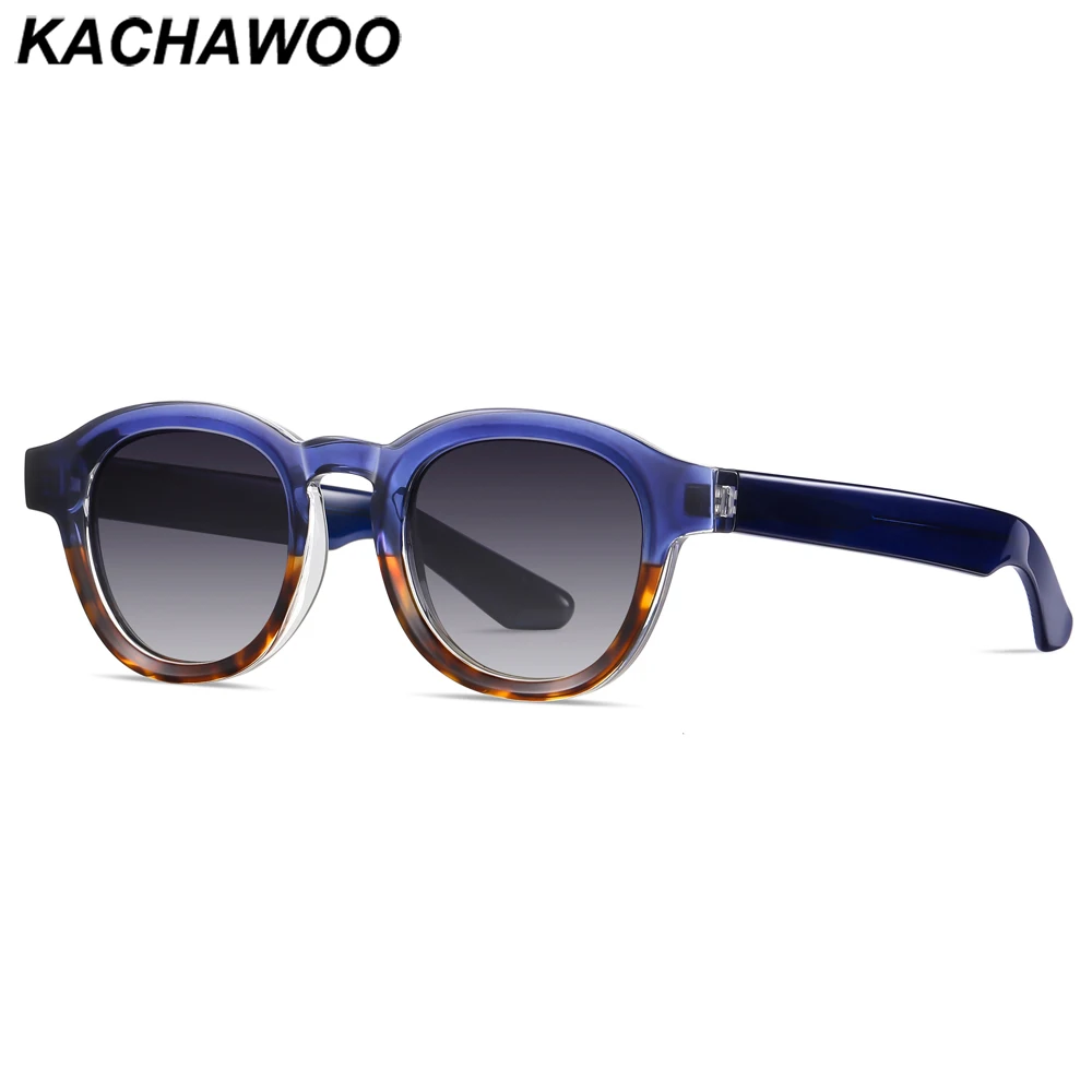 

Kachawoo tr90 frame polarized sunglasses men retro round sun glasses for women unisex shades blue leopard grey European style