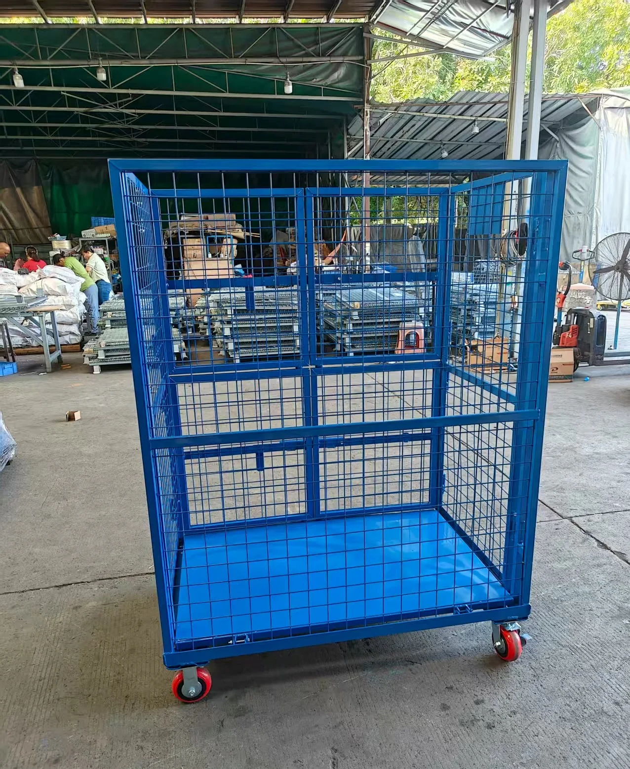 Collapsible 2 Tier Metal Trolley Cage Storage Container With Shelves For Warehouse Warehousing Handling view 3