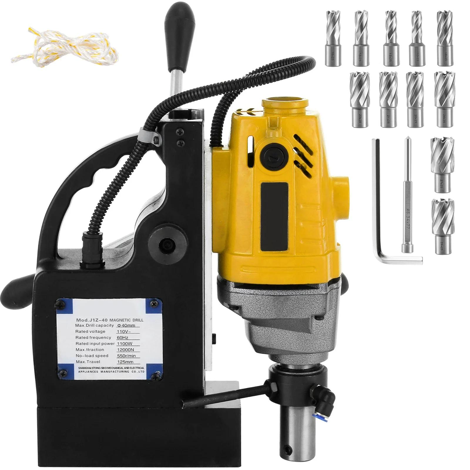 SucceBuy-taladro magnético de 980W, 1100W, 1200W, máquina de plataforma de perforación de banco eléctrico, estructura de acero de ingeniería MD40 MB23 BRM35