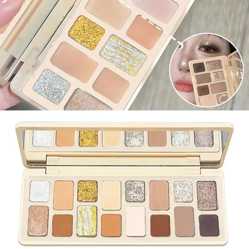 

16-Color Glitter Pink Eye Shadow Smoky Shimmer Blue Pearlescent Shiny Cosmetic Eyeshadow Makeup Diamonds Palette Green Spar Q3G8