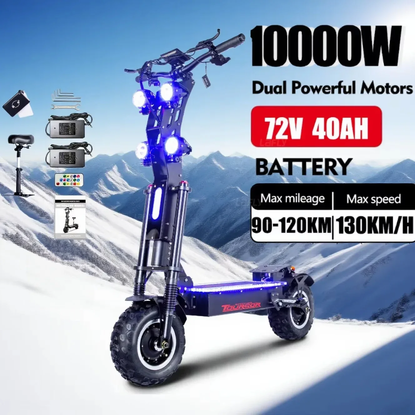 Patinete eléctrico NFC X14 de aleación de Al mejorado, Control inteligente, 72V, 40A, 10000W, 14 pulgadas, velocidad del neumático todoterreno, 120 KM/H