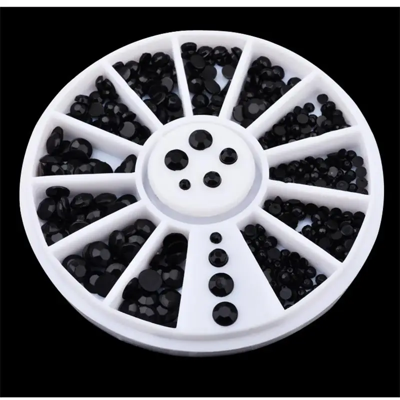 2MM/3MM/4MM DIY 3D Black Plastuc Rhinestone Wheel Nail Art Decorations Makeup Tools