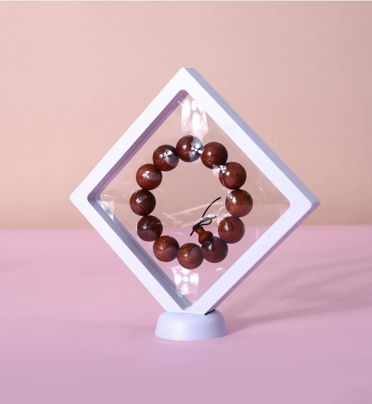3D Floating PE Film Jewelry Display Frame Stand Holder Box 10/Unit Portable Brooch Coin Medal Suspension Storage Collection Case