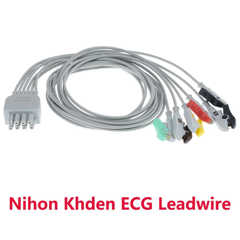 NK Style Standard 3/6 Lead Snap/Clip ECG Electrode Leadwire,For Nihon Knden 6LD Plug System Monitor Trunk Extension Line Cable.