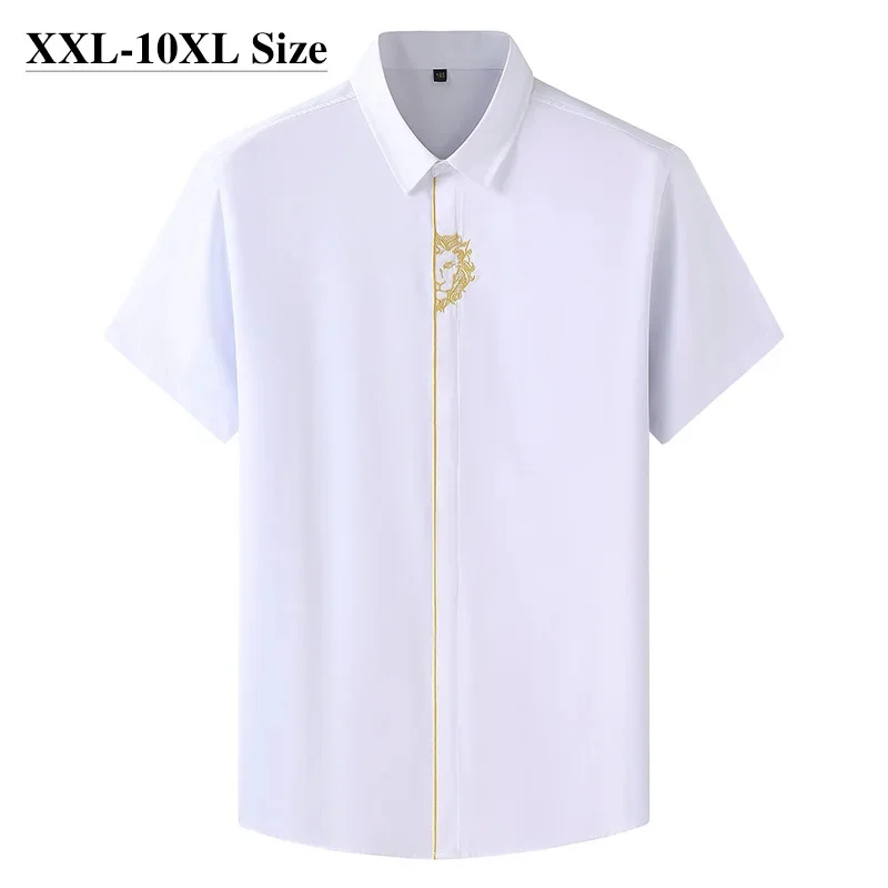 

Size Plus 5XL 6XL 8XL 10XL Men's Short Sleeve Shirts Summer Fashion Business Casual Soft Elasticity Male Brand Clothing