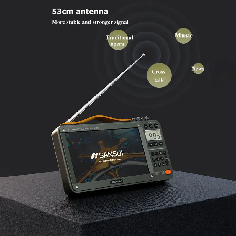 AT12 Sansui F51 Ретро видео радио Беспроводной Bluetooth-динамик Портативный вседиапазонный FM/MW/SW радио Mp3-плеер Музыкальный плеер Сабвуфер