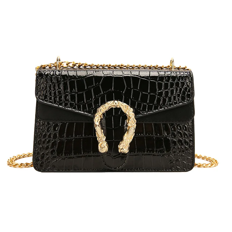 European Fashion Women\'s Underarm Bag Crocodile Pattern Designer Handbags For Women Light Luxury Chain Shoulder Crossbody Bag