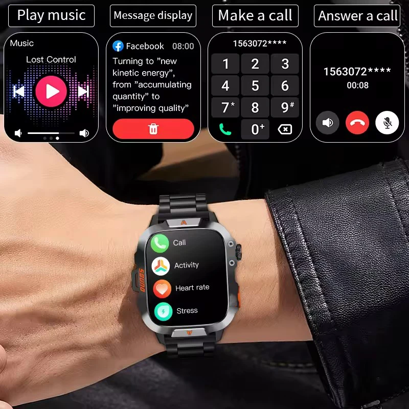 Xiaomi Military Smart Watch Men Waterproof Outdoor Sports Tracker LED Flashlight Bluetooth Call Men Smartwatch For Android iOS