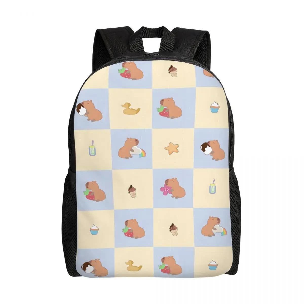 Custom Capybara Stars Flowers Pattern Backpacks Men Women Basic Bookbag for School College Popular Animals   Bags