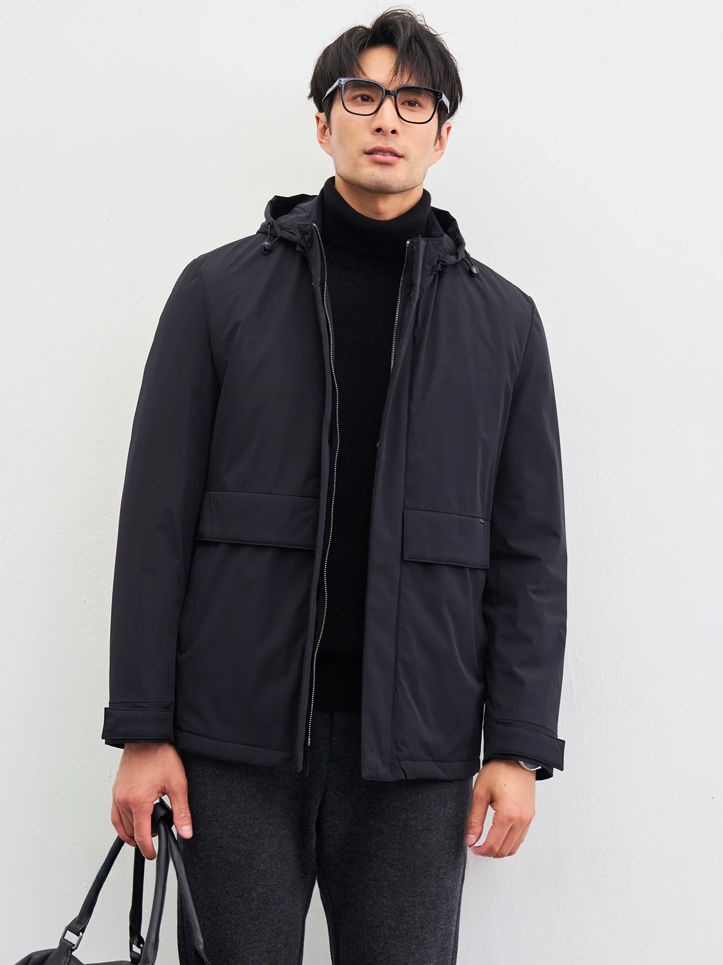 

Теплая шерстяная мужская куртка: простой дизайн, высокое качество, со съемным капюшоном, на молнии, тонкая хлопковая, для делового и повседневного стиля