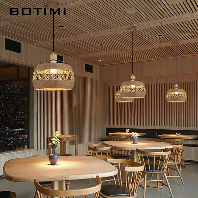 BOTIMI Retro Pendant Light For Dining Coffee Bar Wire Hanging Kitchen Lustre Kitchen Luminaire Island Suspension Lighting