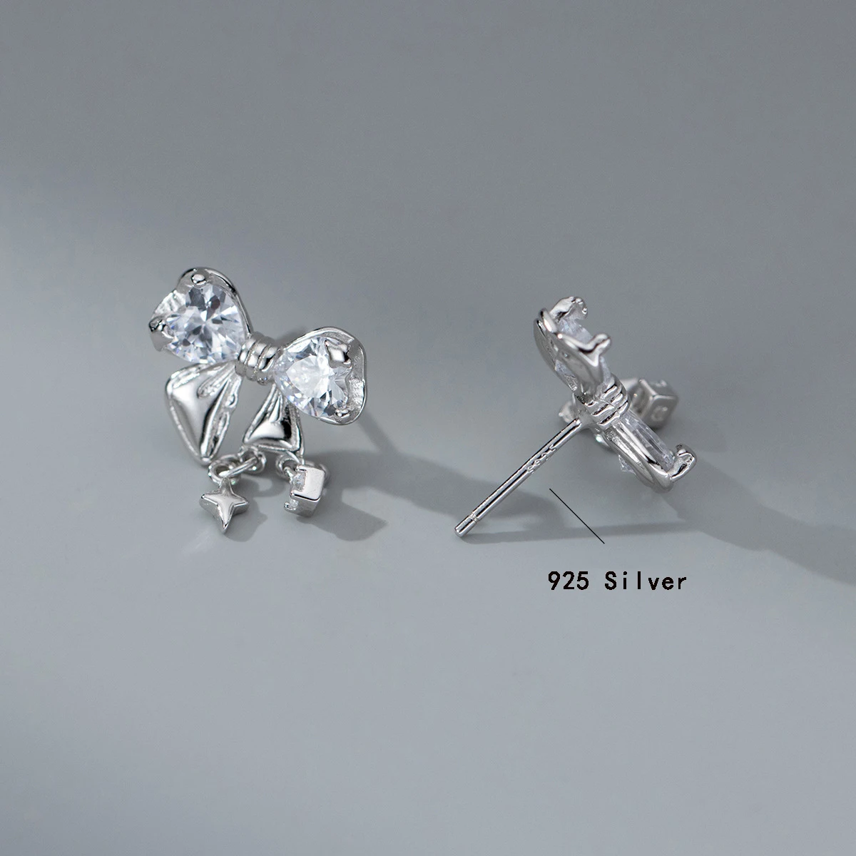 Серьги-гвоздики из стерлингового серебра 925 пробы с бантом, ювелирные изделия, новые женские серьги-гвоздики, тренд 2024, роскошные, высокое качество, изысканные, настоящие, 100%