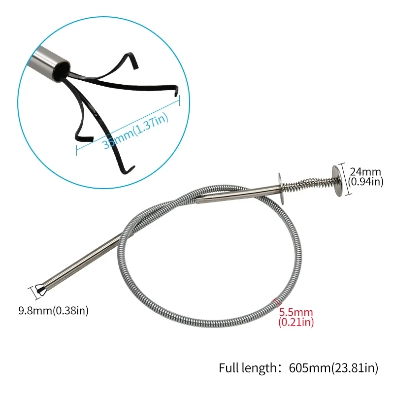 하수도 청소 피커, 긴 도달 픽업 도구, 벤드 그래버 용수철 그립 준설 도구, 가정용 자동차 수리 도구, 4 클로, 60 cm