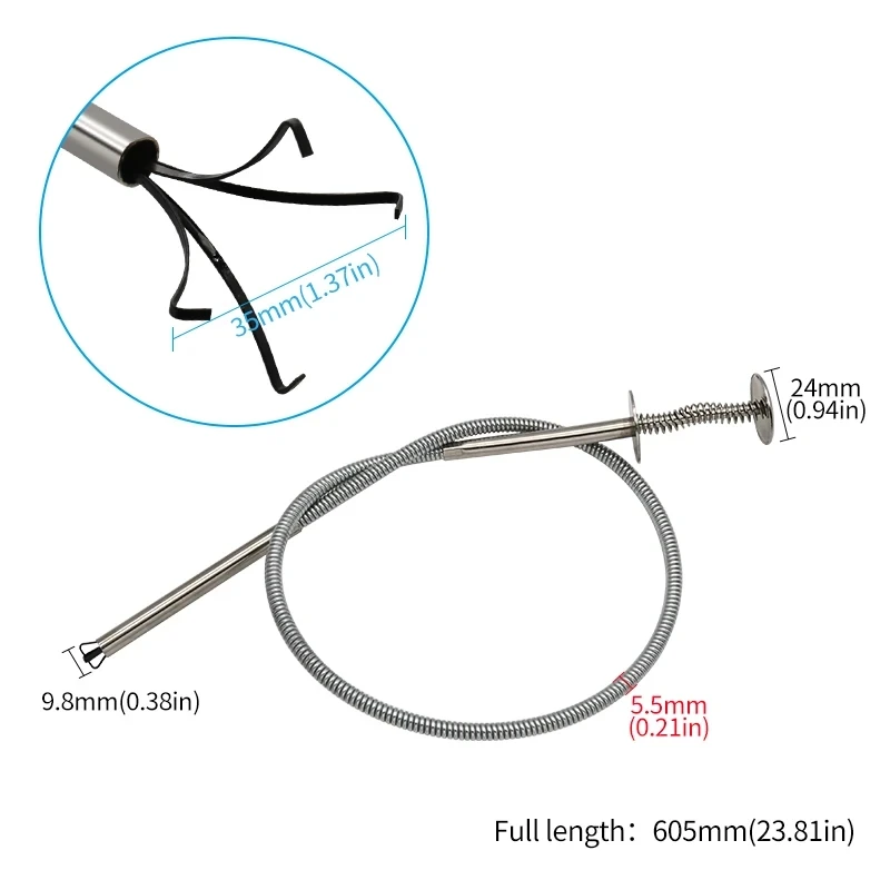 Imagem -06 - Long Reach Pick up Tool Dragagem Ferramenta para Casa Reparação de Carro Bend Grabber Garra Sewer Cleaning Picker 60 cm