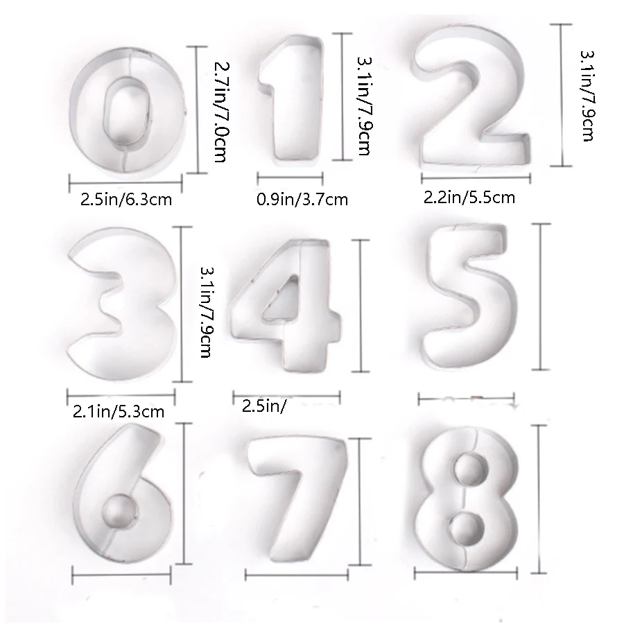 Digital Cookie Cutters 0-8 Stainless Steel Number Mould for Cake Decoration Home Baking Accessories