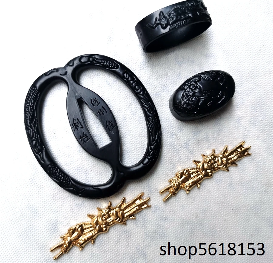 Черный сплав дракона tsuba fuchi Menuki для японского меча катана wakizashi танто