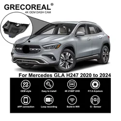 GRECOREAL 4K Dash Cam Front and Rear 2160P WiFi Car Dual Dashcam APP Control Plug Play Compatible with Mercedes Benz GLA H247