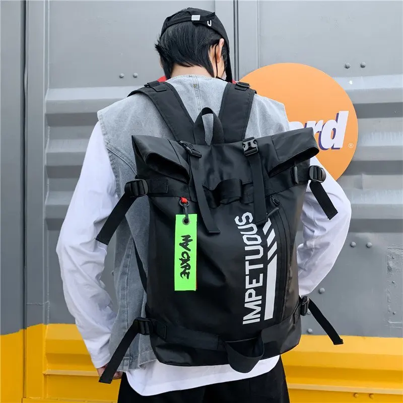 Oxford Men High Street Backpack Hiking Sport Rucksack School Bags Rolling Top Back Bag Causal Hasp Tactics Backpack for Male