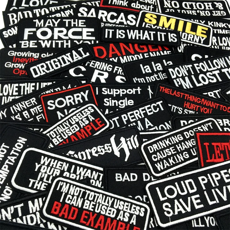 Slogan Letter Embroidery Patches, DIY Iron Patches for Jeans Hats Shirts Jackets Backpacks, Repair DIY Accessories image 2