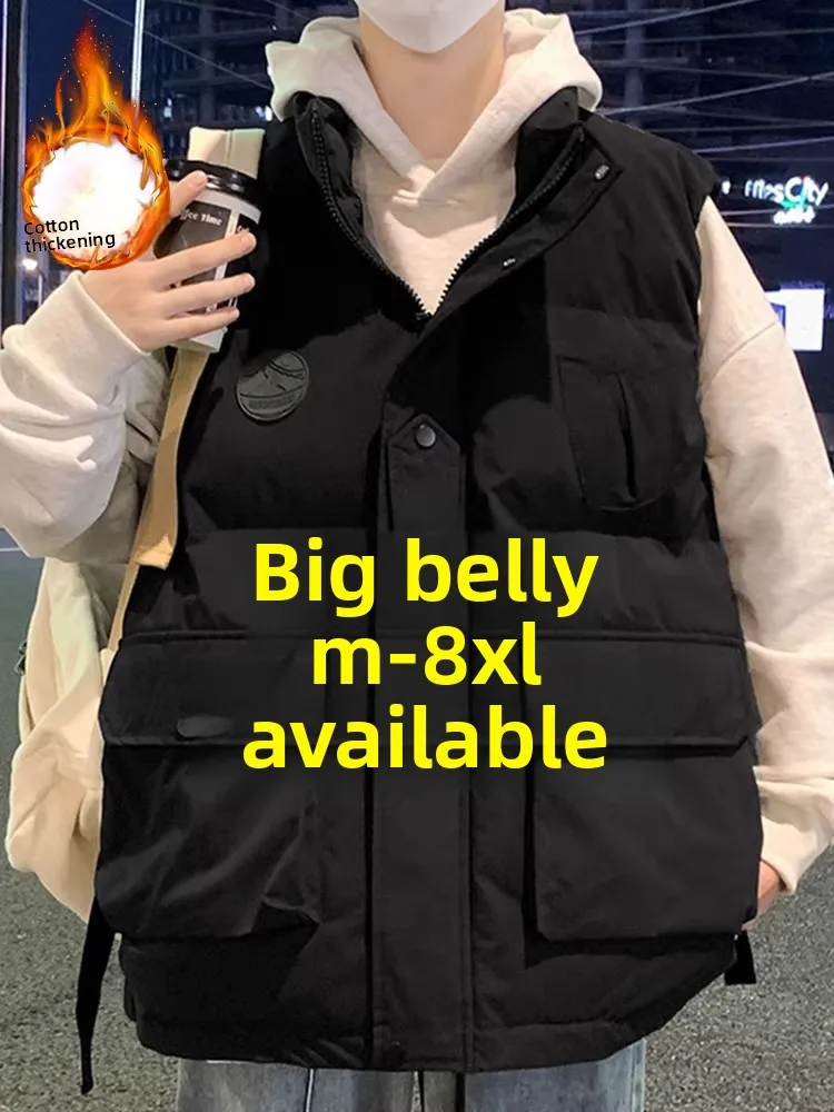 

Men's Winter Thiened Warm Cotton Vest Loose Fit Outerwear Fce Lined Zipper Closure Polyester Casual Sle Jaet