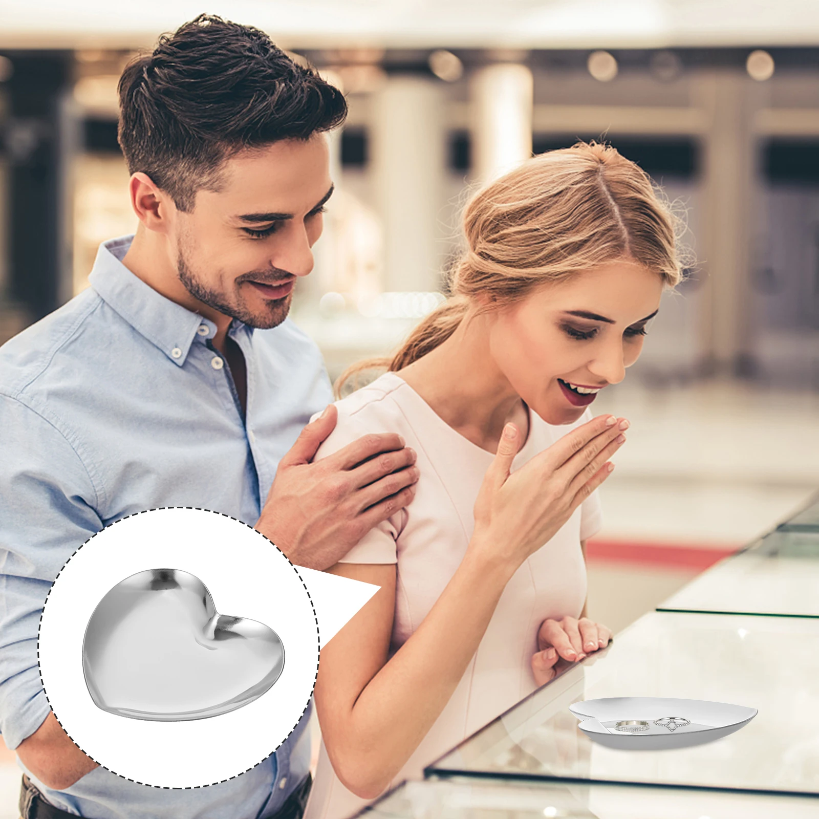 

2pcs Heart Shaped Jewelry Tray Stainless Steel Organizer for Earrings Necklace Storage Bedroom Bathroom Display Accessories